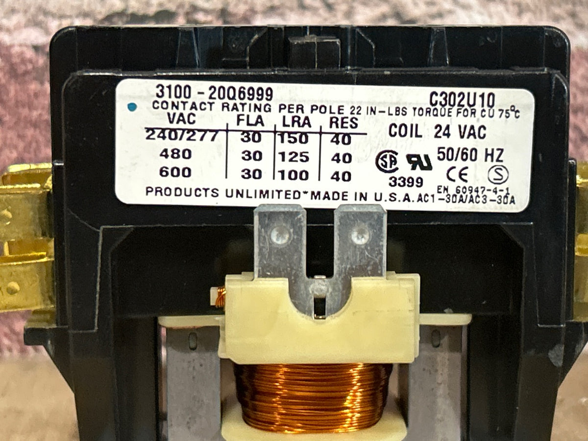 24 V, 50/60 Hz, 30 Amps 2 Pole Contactor