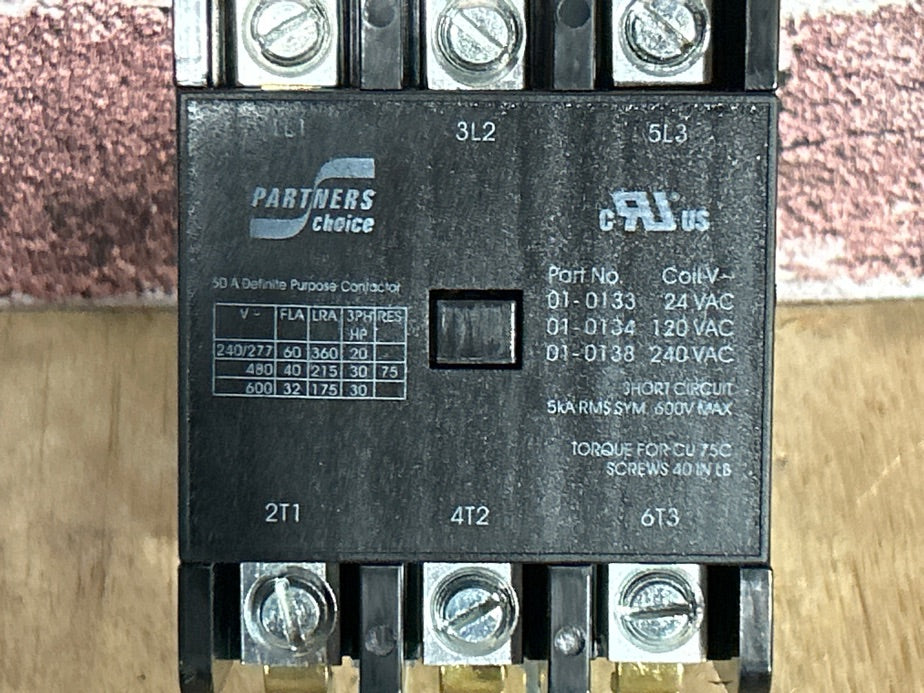 240 V, 50/60 Hz, 60 Amps 3 Pole Contactor