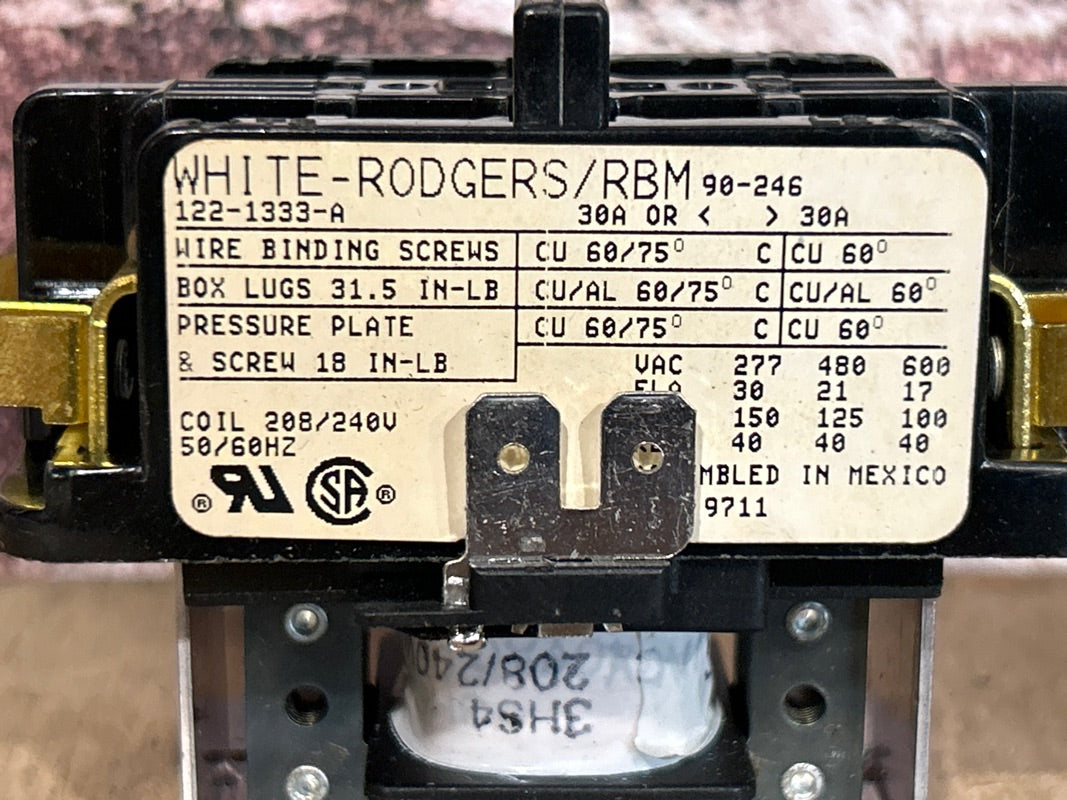 208/240 V, 50/60 Hz, 30 Amps 2 Pole Contactor