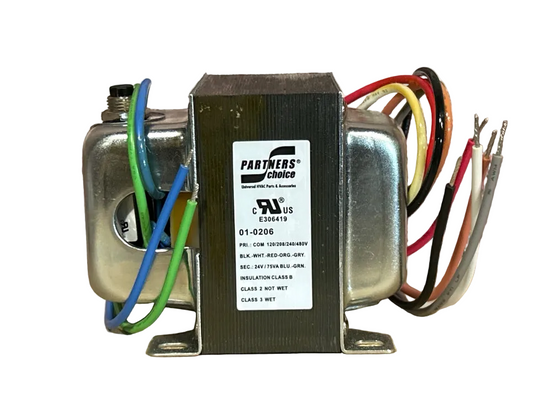 120/208/240/480/24 V, 50/60 Hz, 75VA Transformer