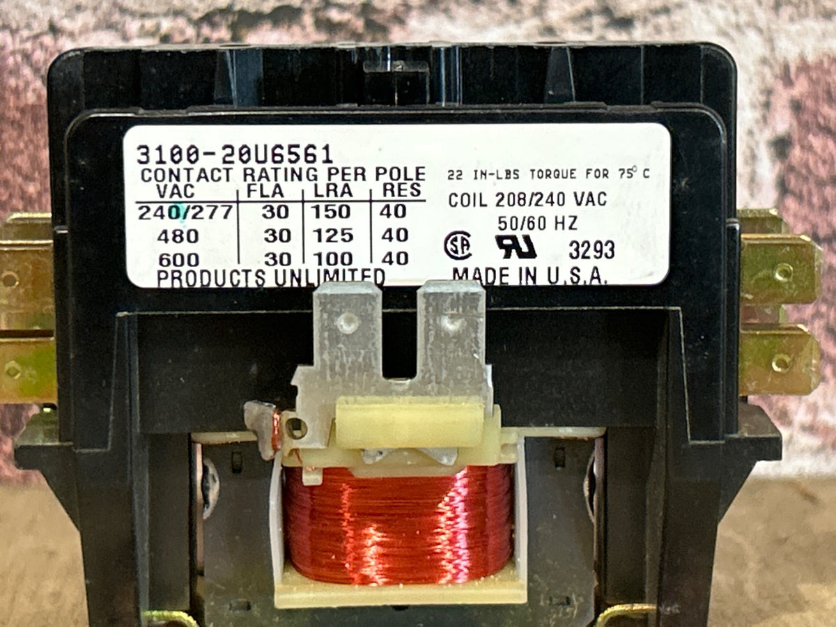 208/240 V, 50/60 Hz, 30 Amps 2 Pole Contactor