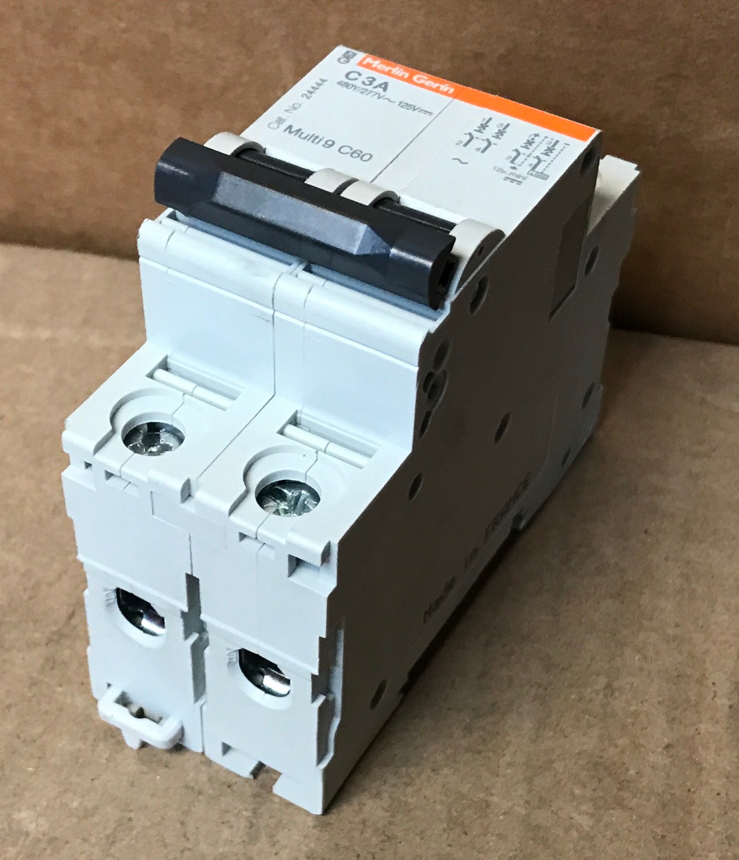 2 POLE 3 AMP "MULTI 9 C60" SUPPLEMENTARY MINIATURE THERMAL-MAGNETIC CIRCUIT BREAKER PROTECTOR 500/60-50/1 OR 3