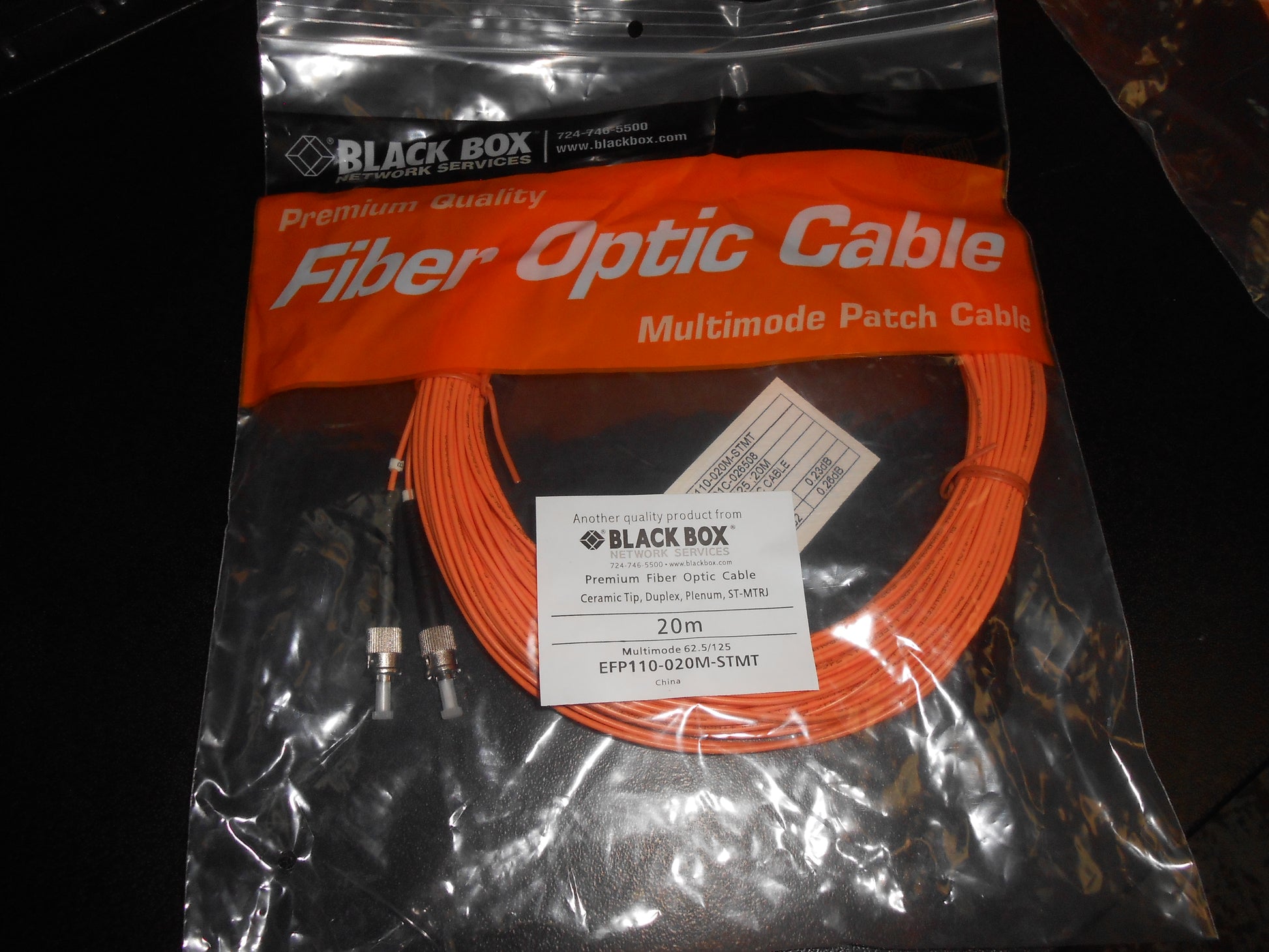 20M FIBER OPTIC CABLE, PLENUM, SC-MTRJ