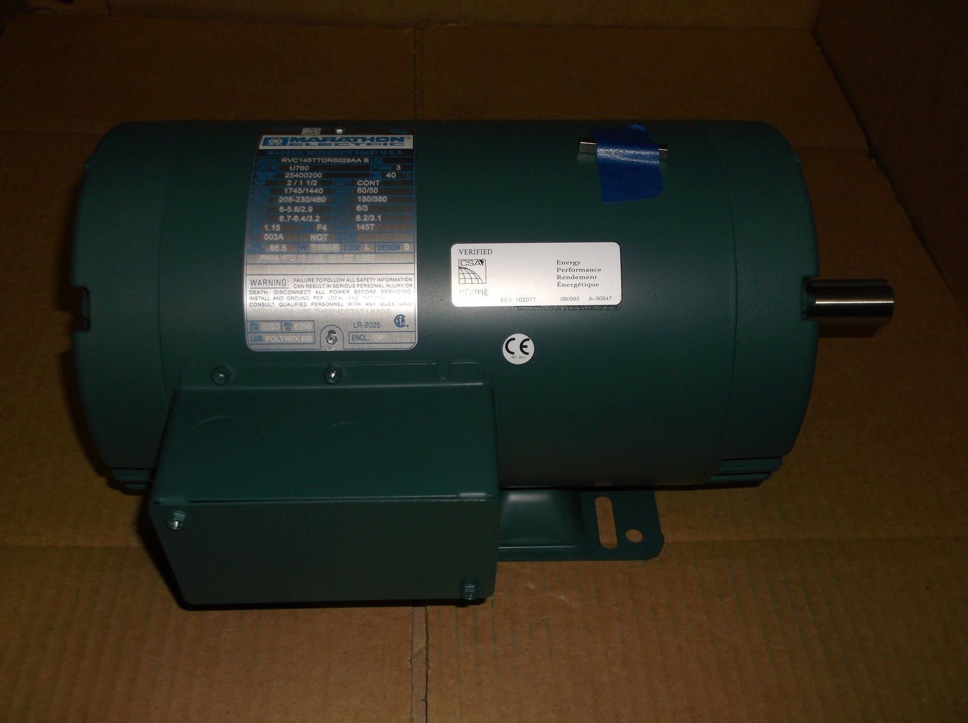 2HP GENERAL PURPOSE MOTOR  208-230-460/60-50/3   RPM:1745/1-SPEED