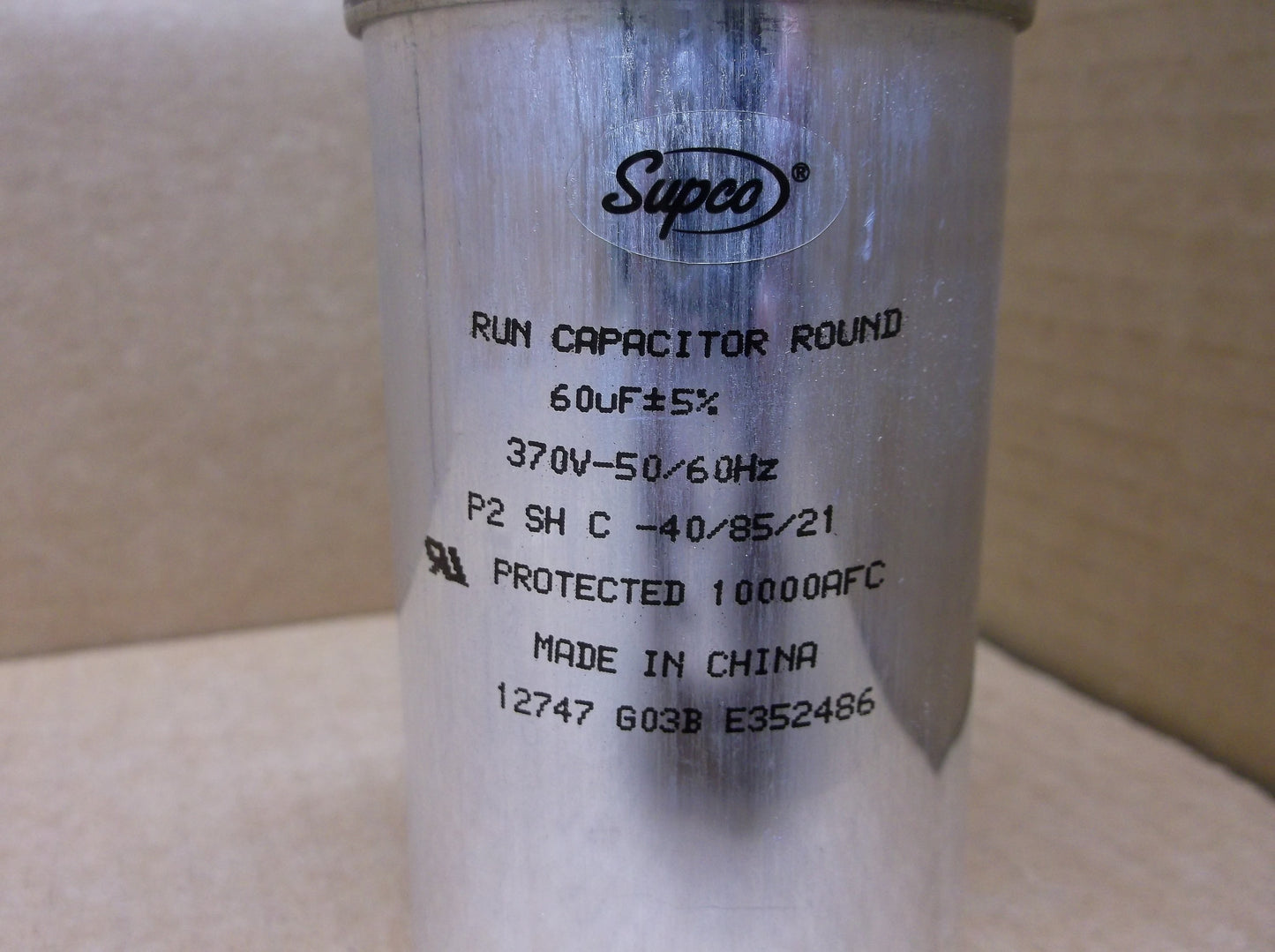 60UF X 370VAC ROUND RUN CAPACITOR