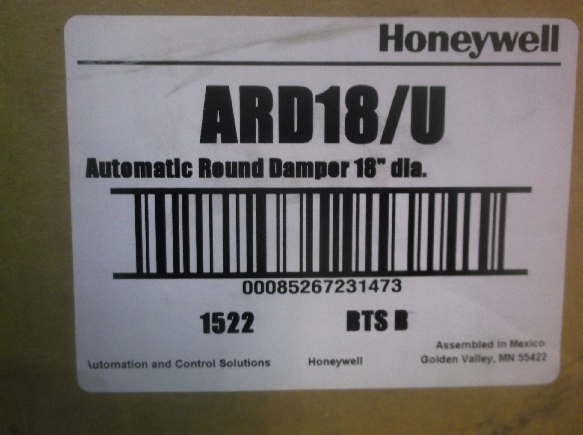 18" AUTOMATIC ROUND DAMPER 24V