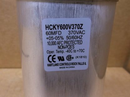 60 MFD X 370VAC  OVAL RUN CAPACITOR