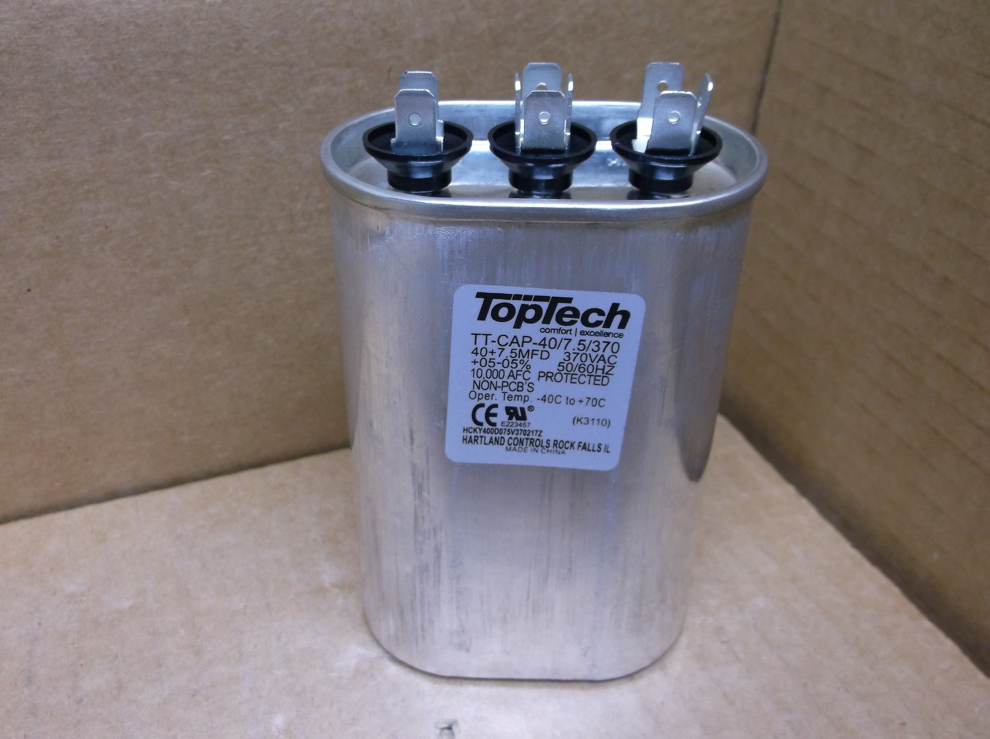 40+7.5 MFD X 370VAC  OVAL DUAL RUN CAPACITOR