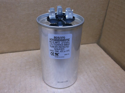 80+5 MFD X 370VAC ROUND DUAL RUN CAPACITOR