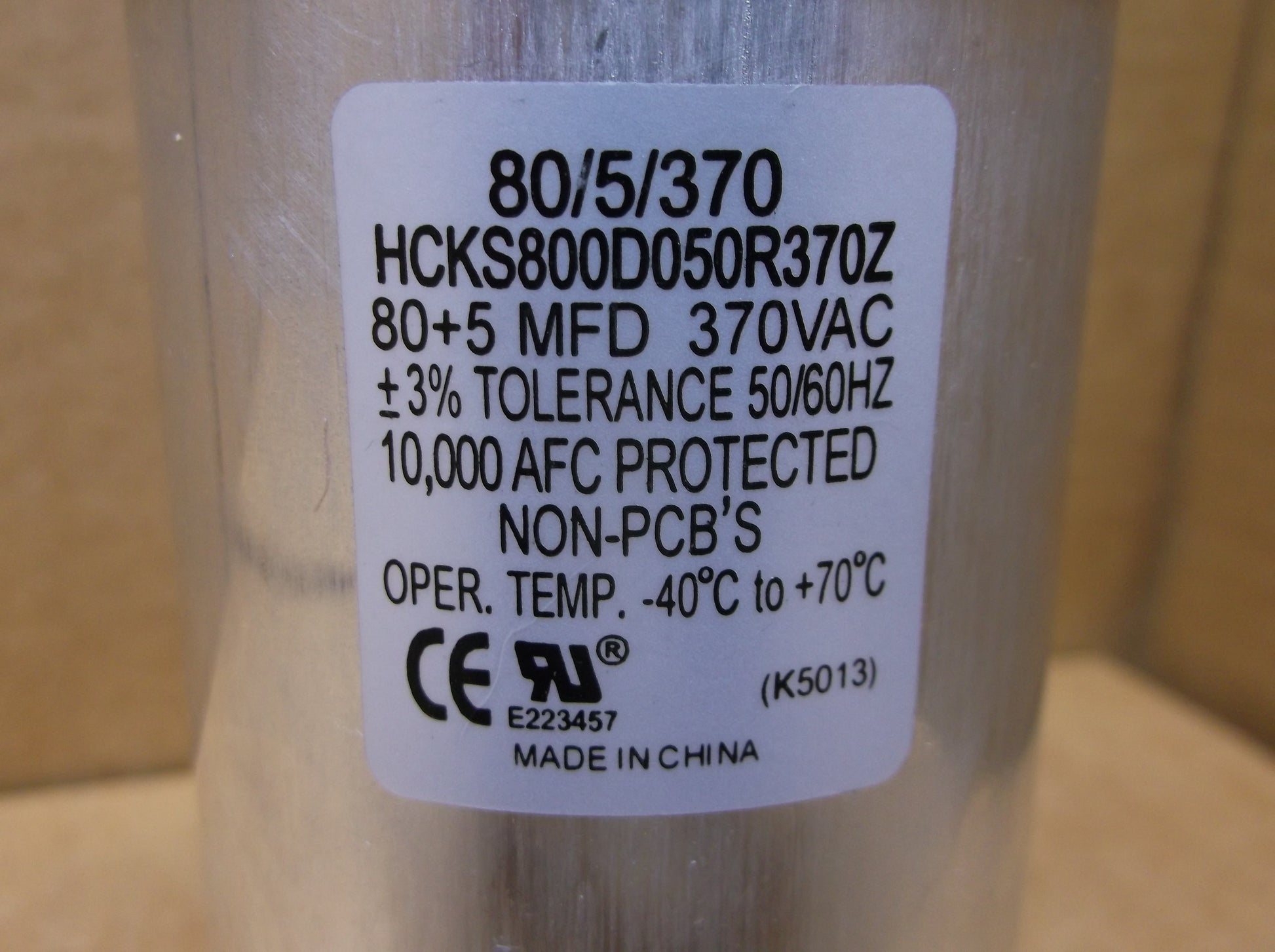 80+5 MFD X 370VAC ROUND DUAL RUN CAPACITOR