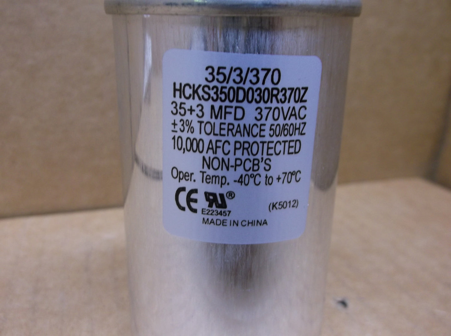 35+3 MFD X 370 VAC ROUND DUAL RUN CAPACITOR