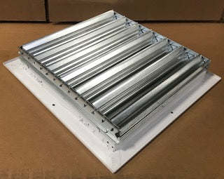 14" X 14" WHITE STEEL 4-WAY DEFLECTION SUPPLY REGISTER/W OPPOSED-BLADE DAMPER