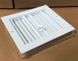 8" X 10" WHITE STEEL SINGLE DEFLECTION VERTICAL SUPPLY REGISTER/W MULTI-LOUVER DAMPER