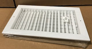 8" X 14" WHITE STEEL SINGLE DEFLECTION VERTICAL SUPPLY REGISTER/W MULTI-LOUVER DAMPER