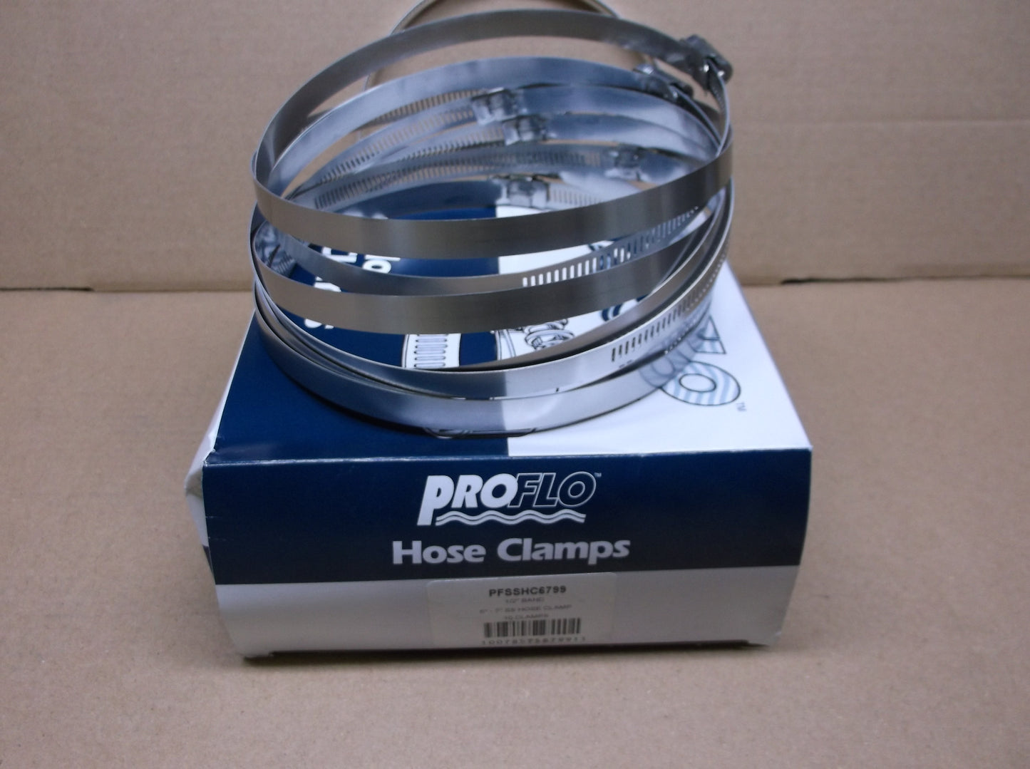 1/2" BAND STAINLESS STEEL HOSE CLAMP FITS 5" - 7"  PIPE SIZE (10 PER BOX)