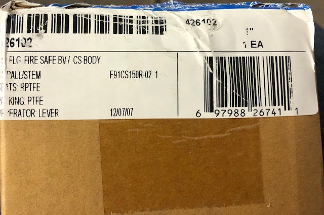 1" UNI-BODY FLANGED "F91" SERIES FIRE-SAFE CARBON STEEL CLASS "150" BALL VALVE//W OPERATING LEVER