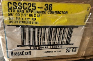 5/8"FPT X 36"LONG "ProCoat" CORRUGATED STAINLESS STEEL GAS APPLIANCE CONNECTOR