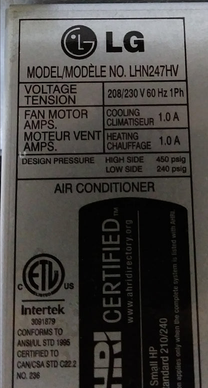 24,000 BTU SINGLE ZONE DUCT-FREE INDOOR MINI-SPLIT HEAT PUMP UNIT, 17 SEER 208-230/60/1 R-410A  CFM 688