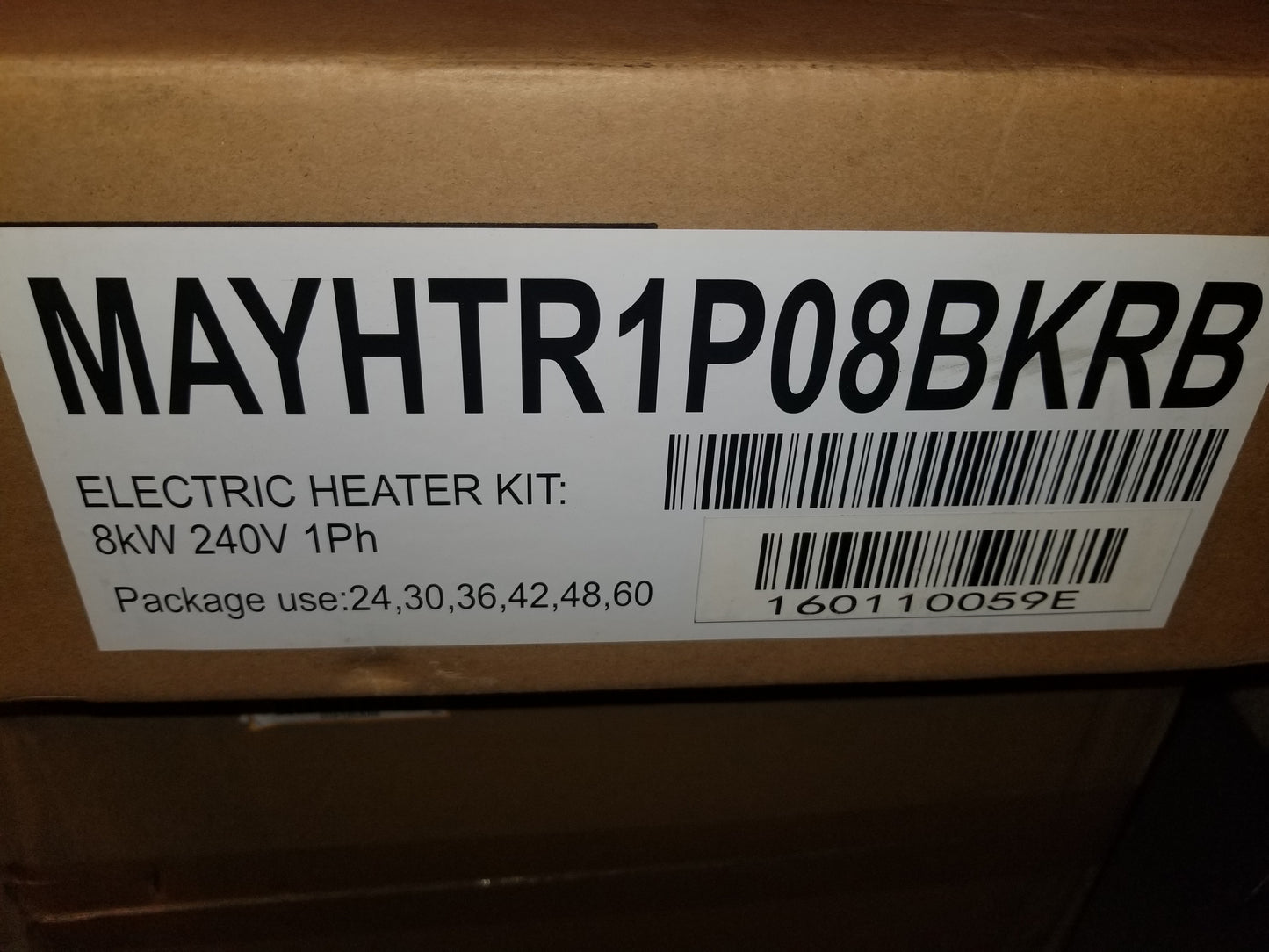 8 KW ELECTRIC HEAT KIT FOR 2-5 TON M4PH4 PACKAGED UNIT WITH BREAKERS,240/60/1