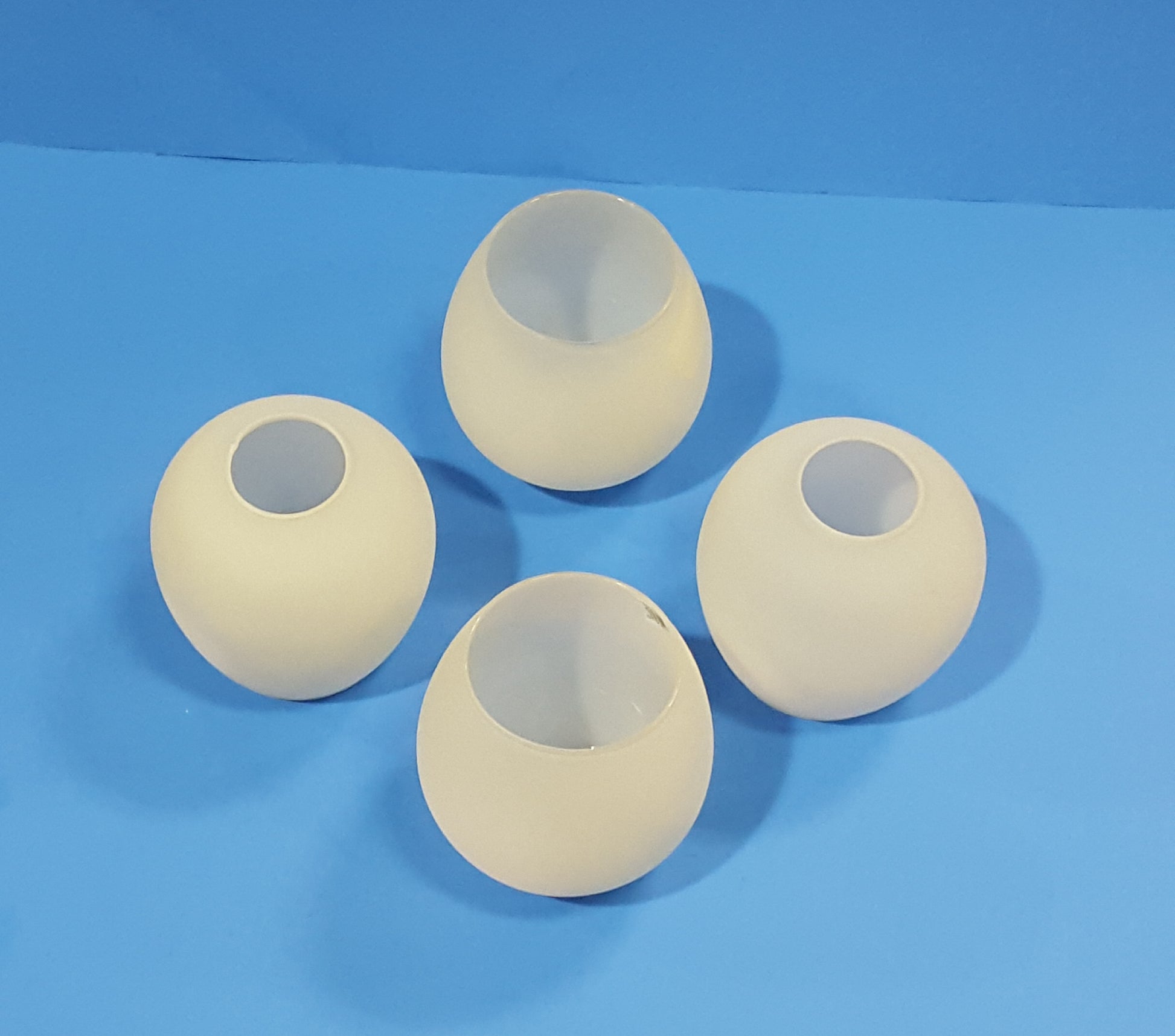 4 PIECE SET FROSTED GLASS GLOBES