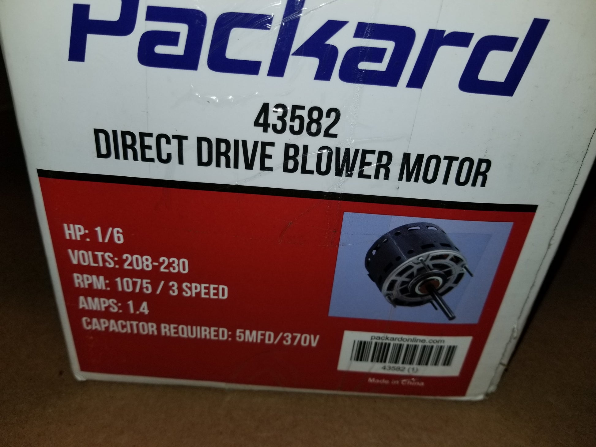 1/6HP DIRECT DRIVE BLOWER MOTOR, 208-230/60/1 RPM:1075/3-SPEED