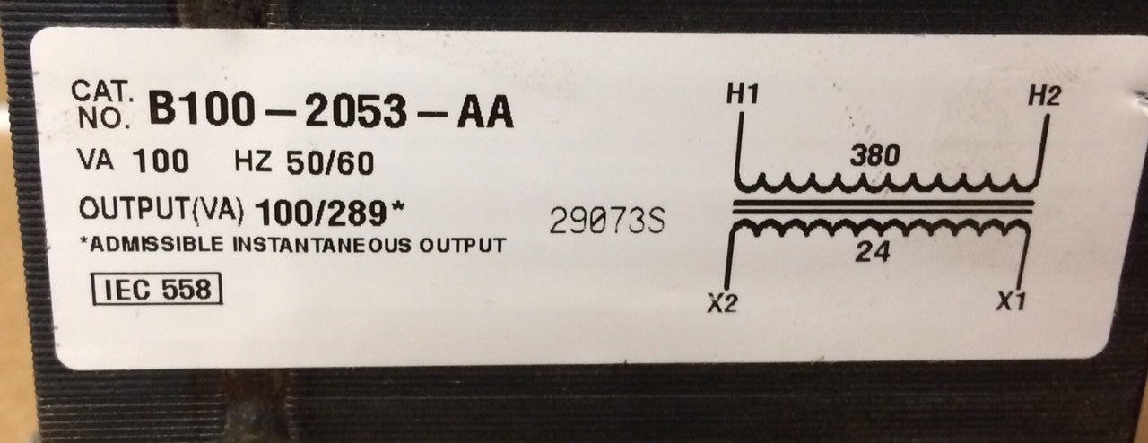 "T" SERIES INDUSTRIAL CONTROL TRANSFORMER 100/289 VA 8 TERMINAL 380 PRIMARY AND 24 SECONDARY