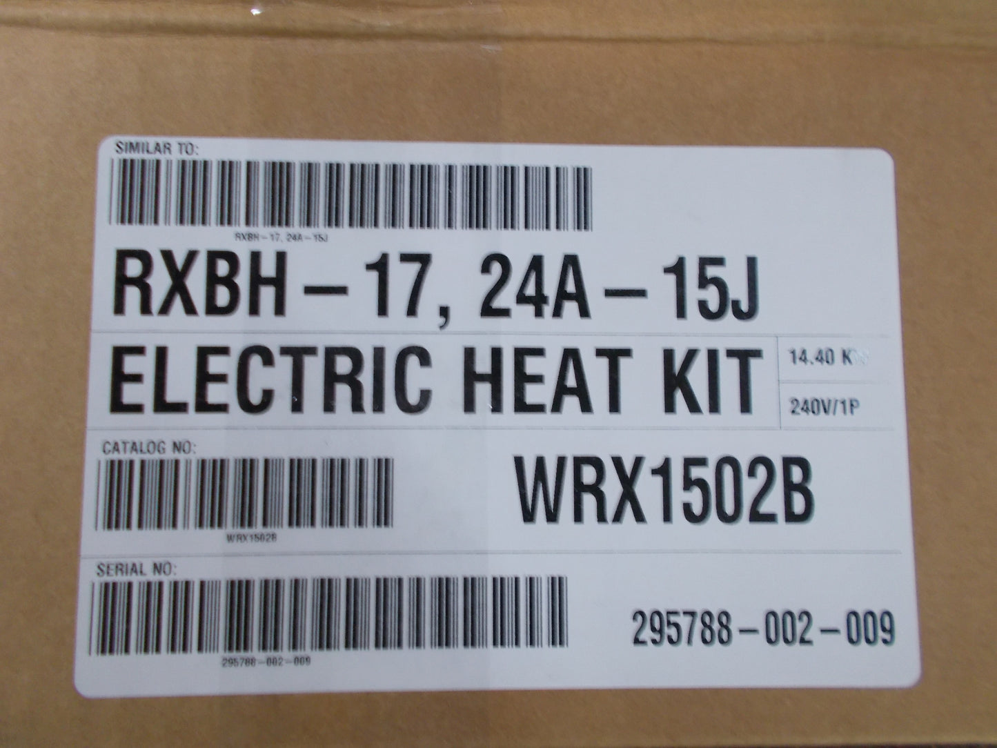 15 KW ELECTRIC HEAT KIT 240/60/1 W/ (1) 30 AMP AND (1) 60 AMP BREAKERS