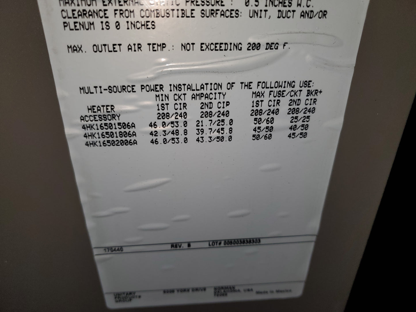 3-1/2 TON MULTI-POSITION MODULAR AIR HANDLER/LESS COIL, 208-230/60/1 1400 CFM