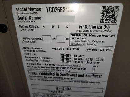 3 TON "LX" SERIES SPLIT SYSTEM AIR CONDITIONER, 13 SEER 208-230/60/1 R-410A