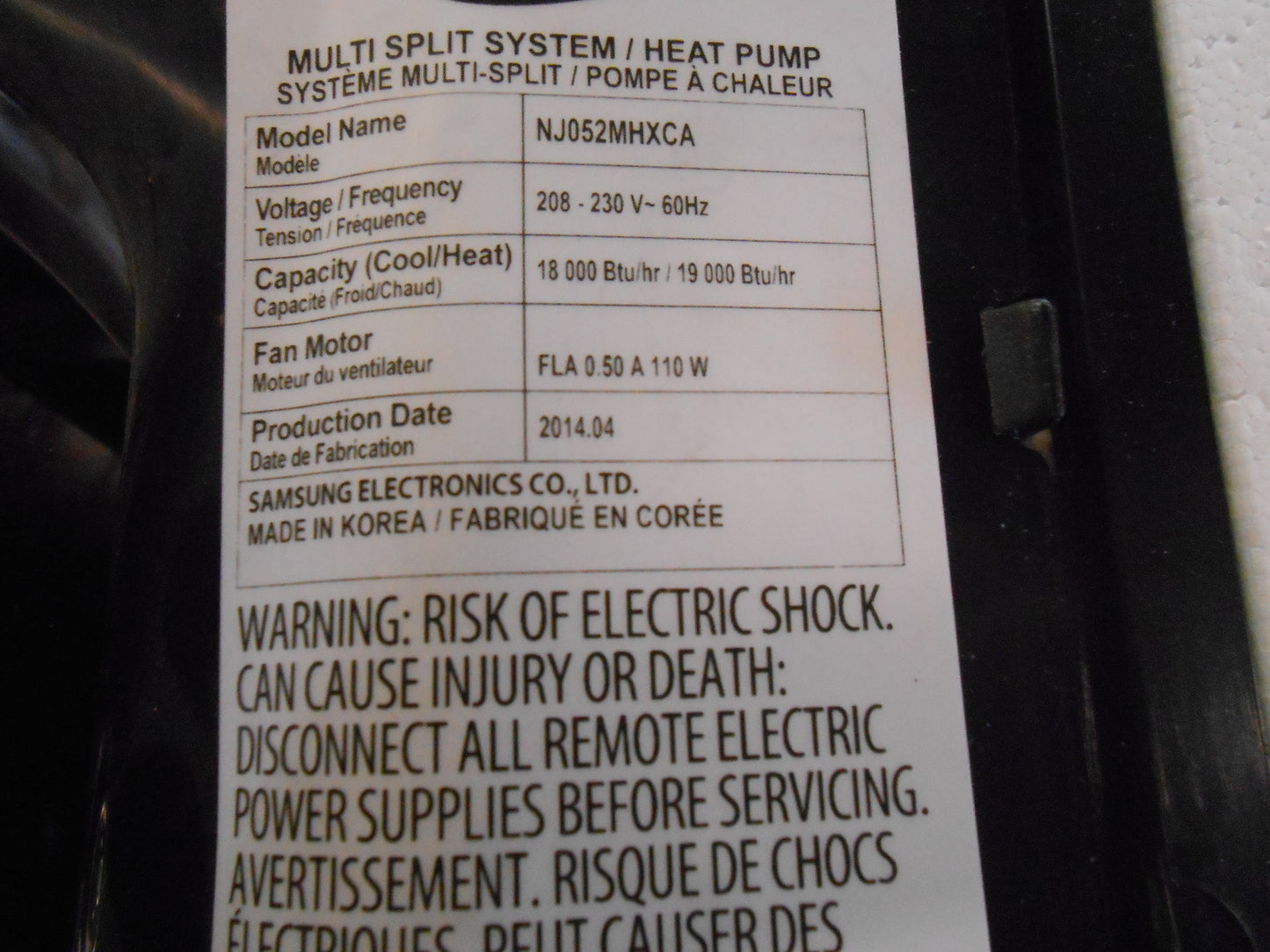 18,000 BTU 4-WAY MULTI-ZONE INDOOR CASSETTE DUCTLESS MINI-SPLIT HEAT PUMP UNIT, 208-230/60/1 R-410A