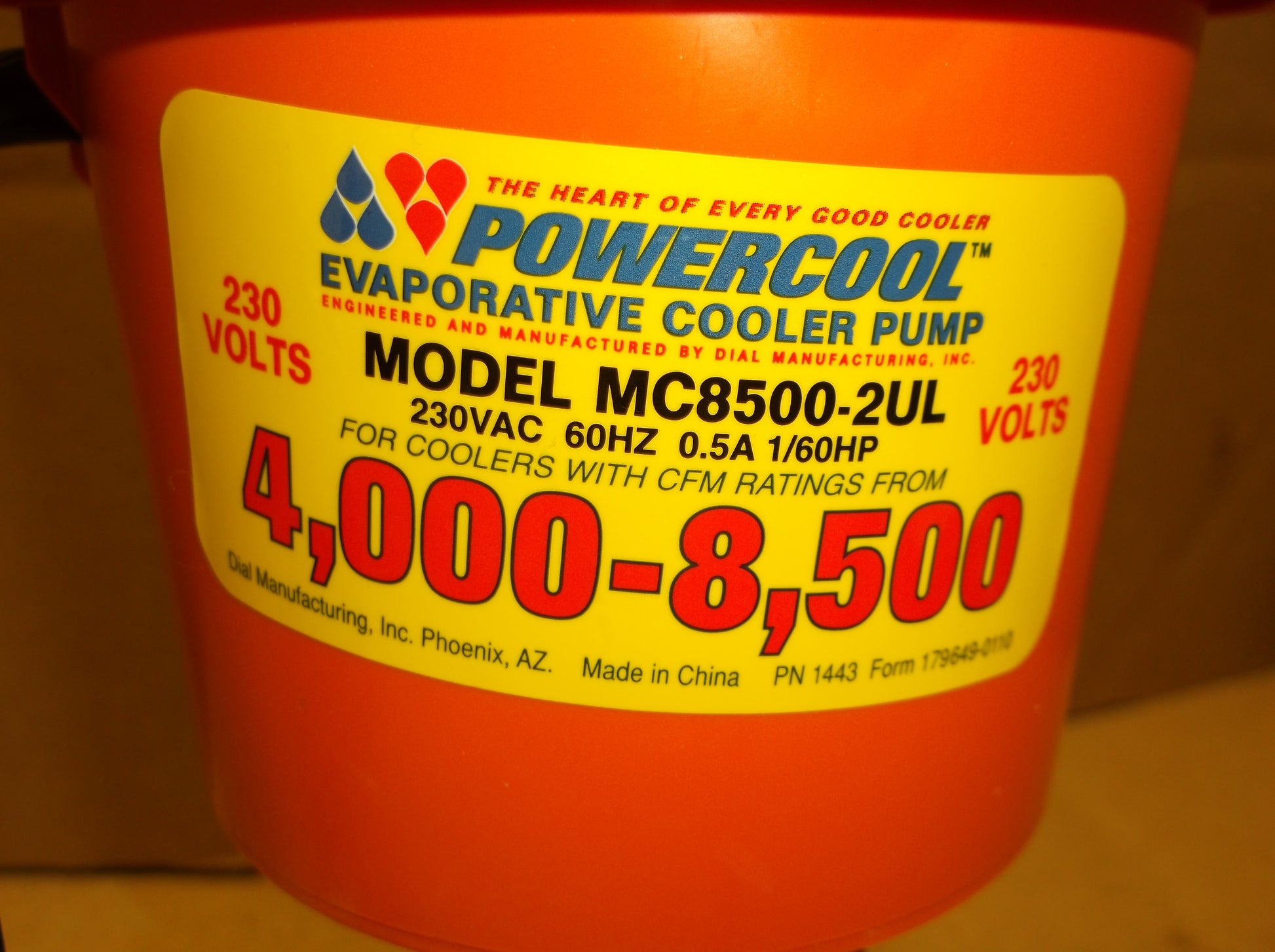 1/60HP POWERCOOL EVAPORATIVE COOLER PUMP, 230/60/1