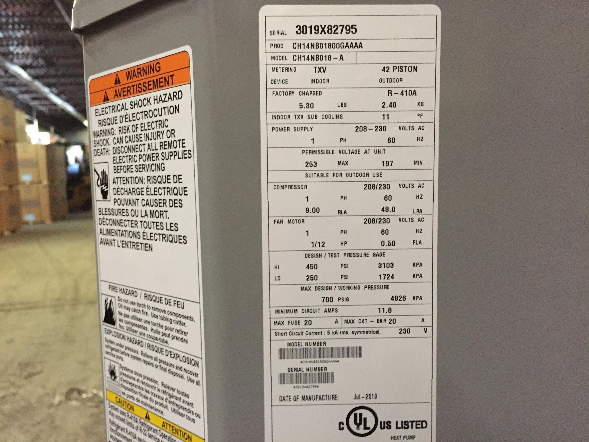 1-1/2 TON SPLIT-SYSTEM HEAT PUMP, 14 SEER 208-230/60/1 R-410A