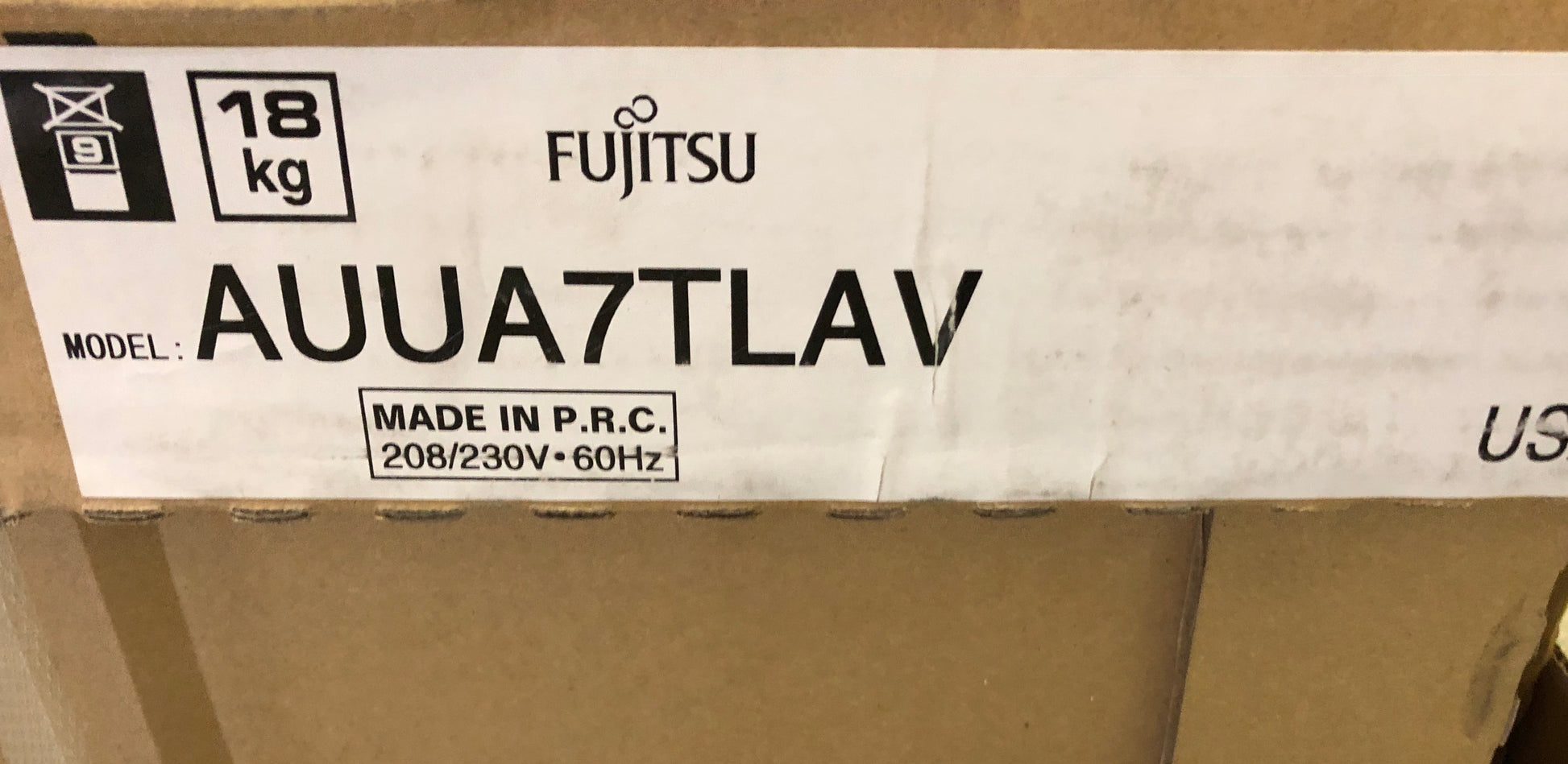 7,500 BTU AC/HP "AIRSTAGE" INDOOR MINI-SPLIT 4-WAY CEILING CASSETTE HEAT PUMP UNIT/LESS DECORATIVE GRILLE, 19.8 SEER 208-230/60/1 R-410A CFM:318