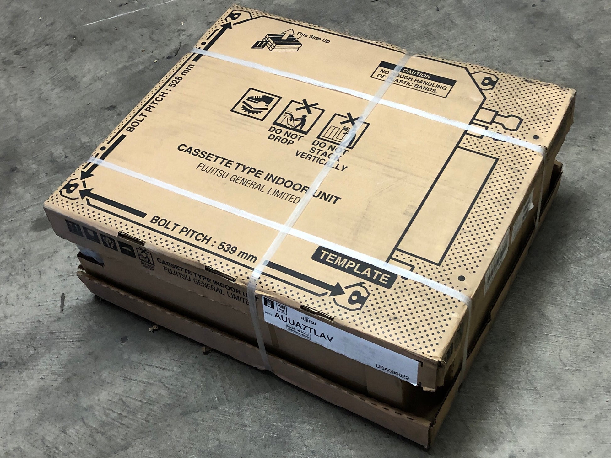 7,500 BTU AC/HP "AIRSTAGE" INDOOR MINI-SPLIT 4-WAY CEILING CASSETTE HEAT PUMP UNIT/LESS DECORATIVE GRILLE, 19.8 SEER 208-230/60/1 R-410A CFM:318