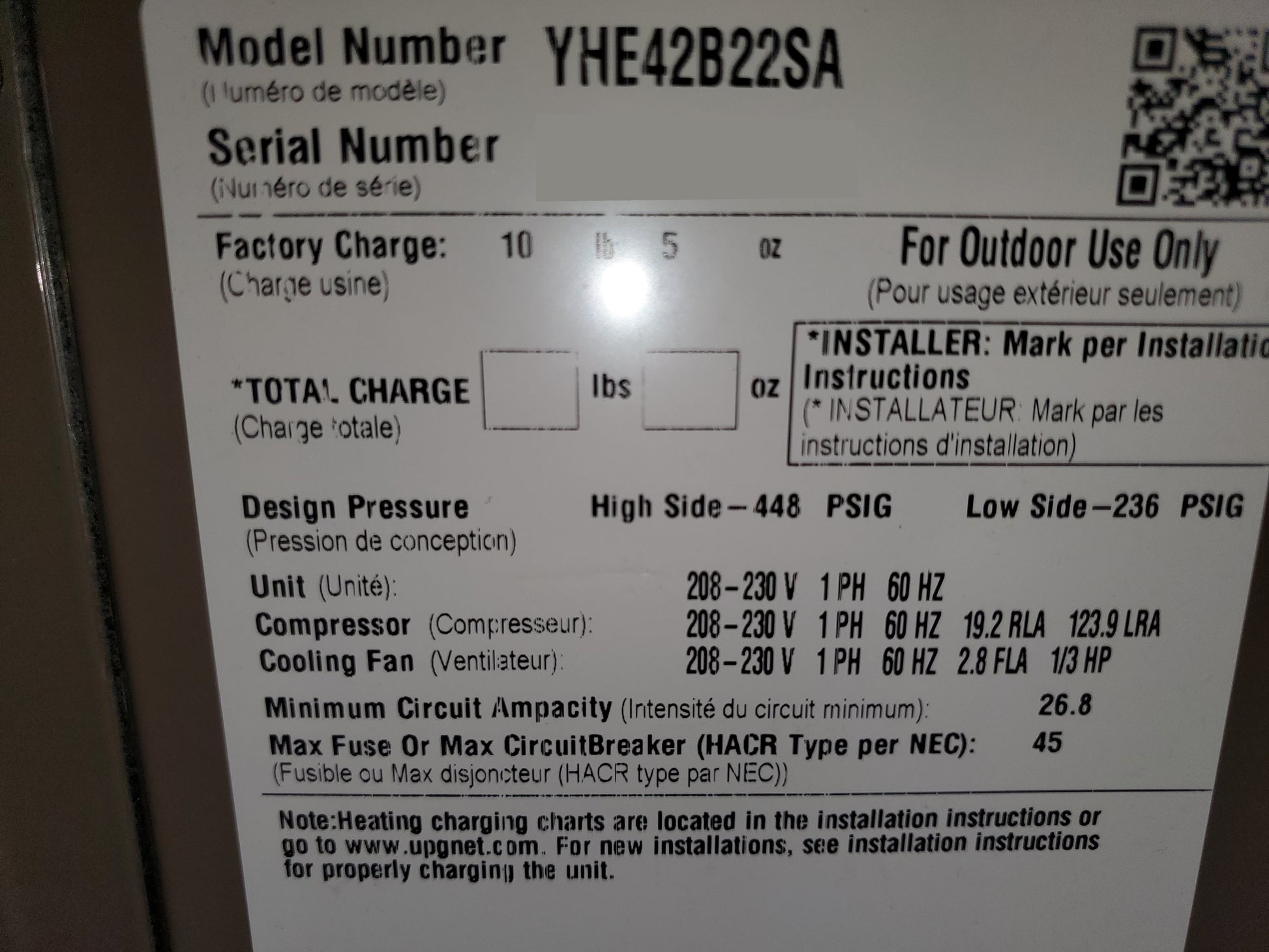 3-1/2 TON "LX" SERIES SPLIT-SYSTEM HEAT PUMP, 14 SEER 208-230/60/1 R-410A