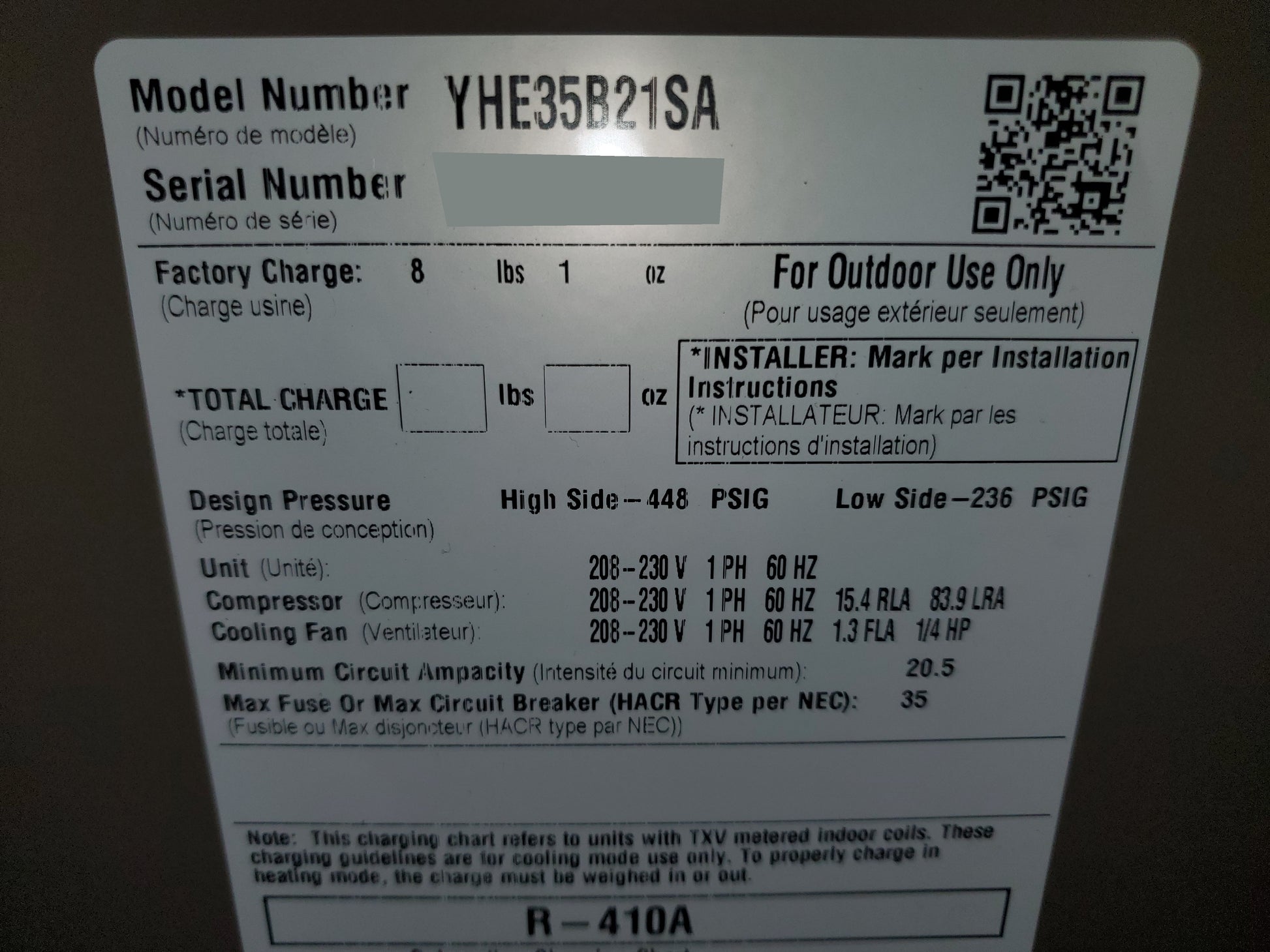 3 TON "LX" SERIES SPLIT-SYSTEM HEAT PUMP, 14 SEER 208-230/60/1 R-410A