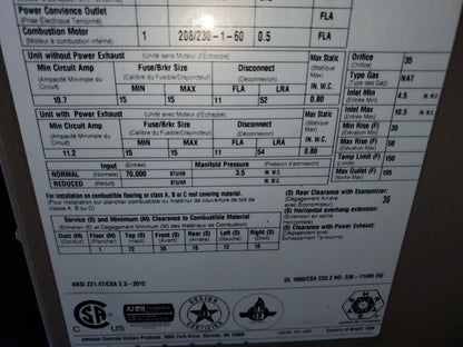 3 TON CONVERTIBLE NATURAL GAS/ELECTRIC PACKAGED UNIT, 14 SEER 80% 460/60/3 R-410A