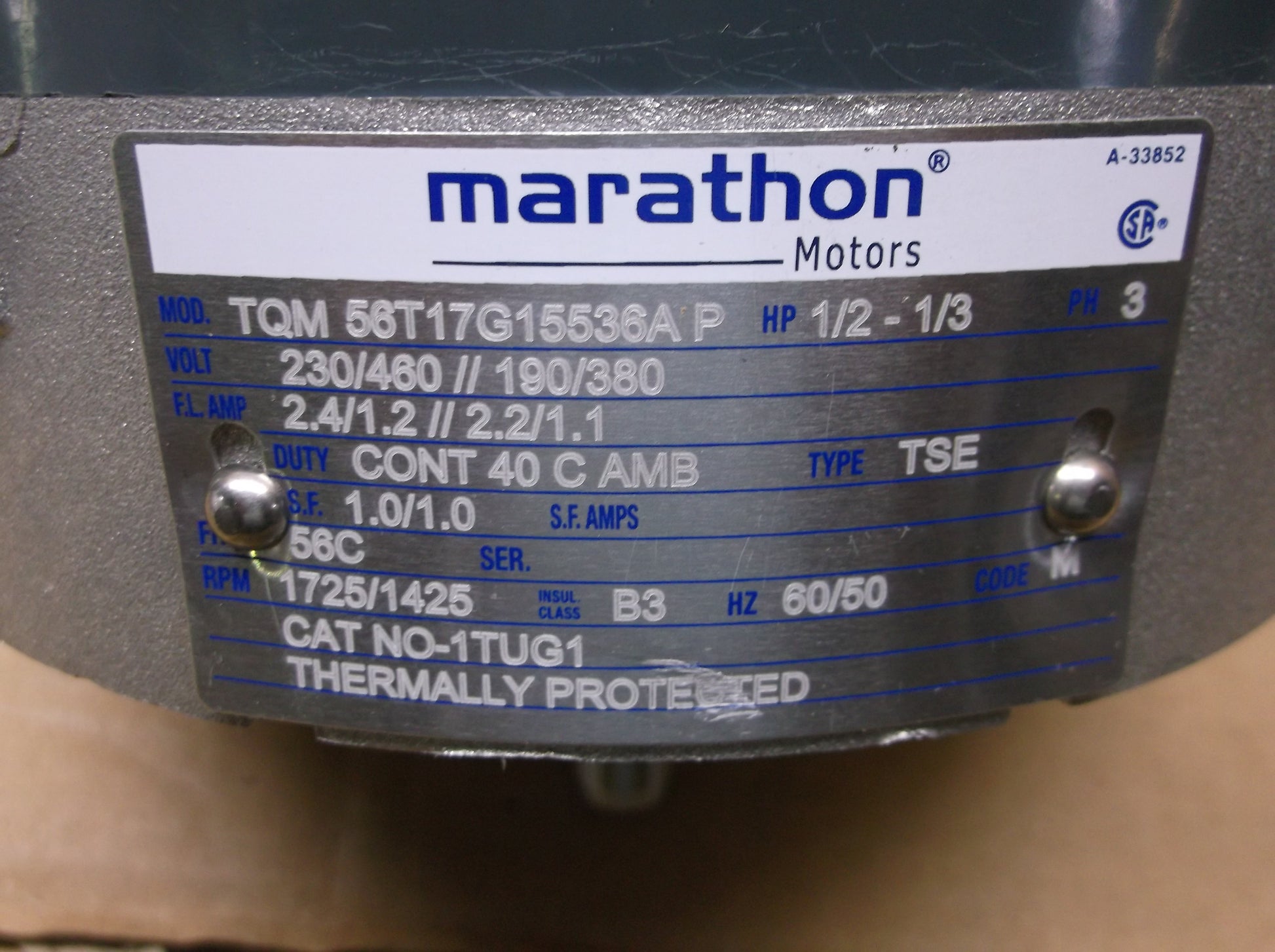 1/2HP HAZARDOUS LOCATION MOTOR, 230-460/50-60/3 RPM:1725/1-SPEED