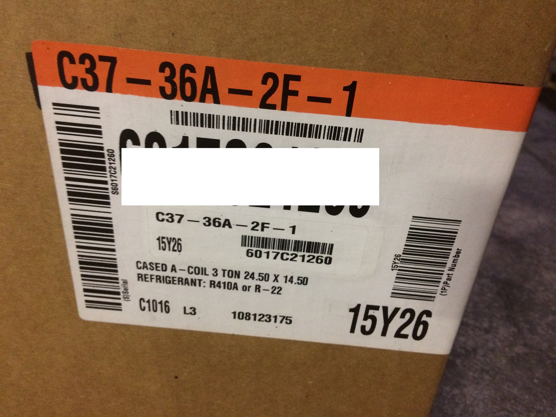 3 TON AC/HP UPFLOW CASED "A" COIL, R-22/R-410A CFM:1600