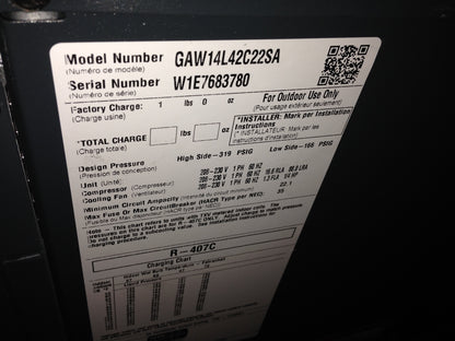 3-1/2 TON "LX" SERIES SPLIT-SYSTEM AIR CONDITIONER, 14 SEER 208-230/60/1 R-407C DRY/NITROGEN CHARGED, 3500 CFM