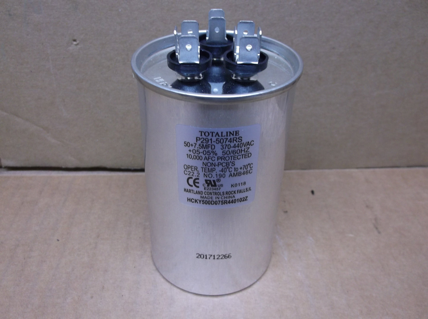 50+7.5 MFD X 370/440 VAC ROUND DUAL RUN CAPACITOR