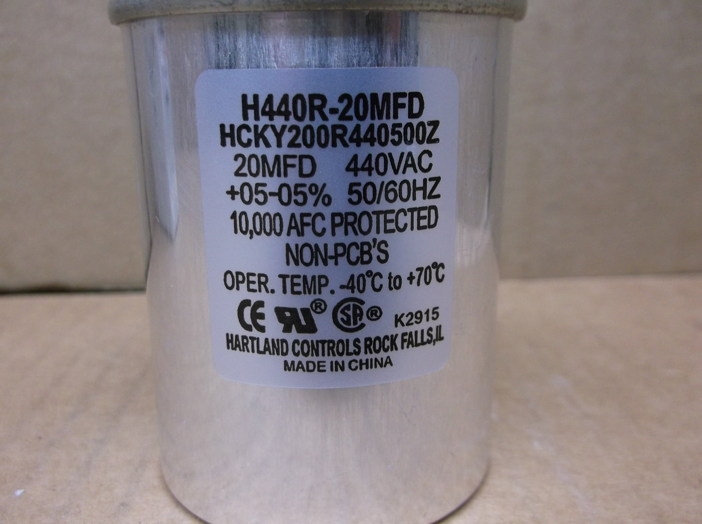 20 MFD X 440 VAC ROUND RUN CAPACITOR