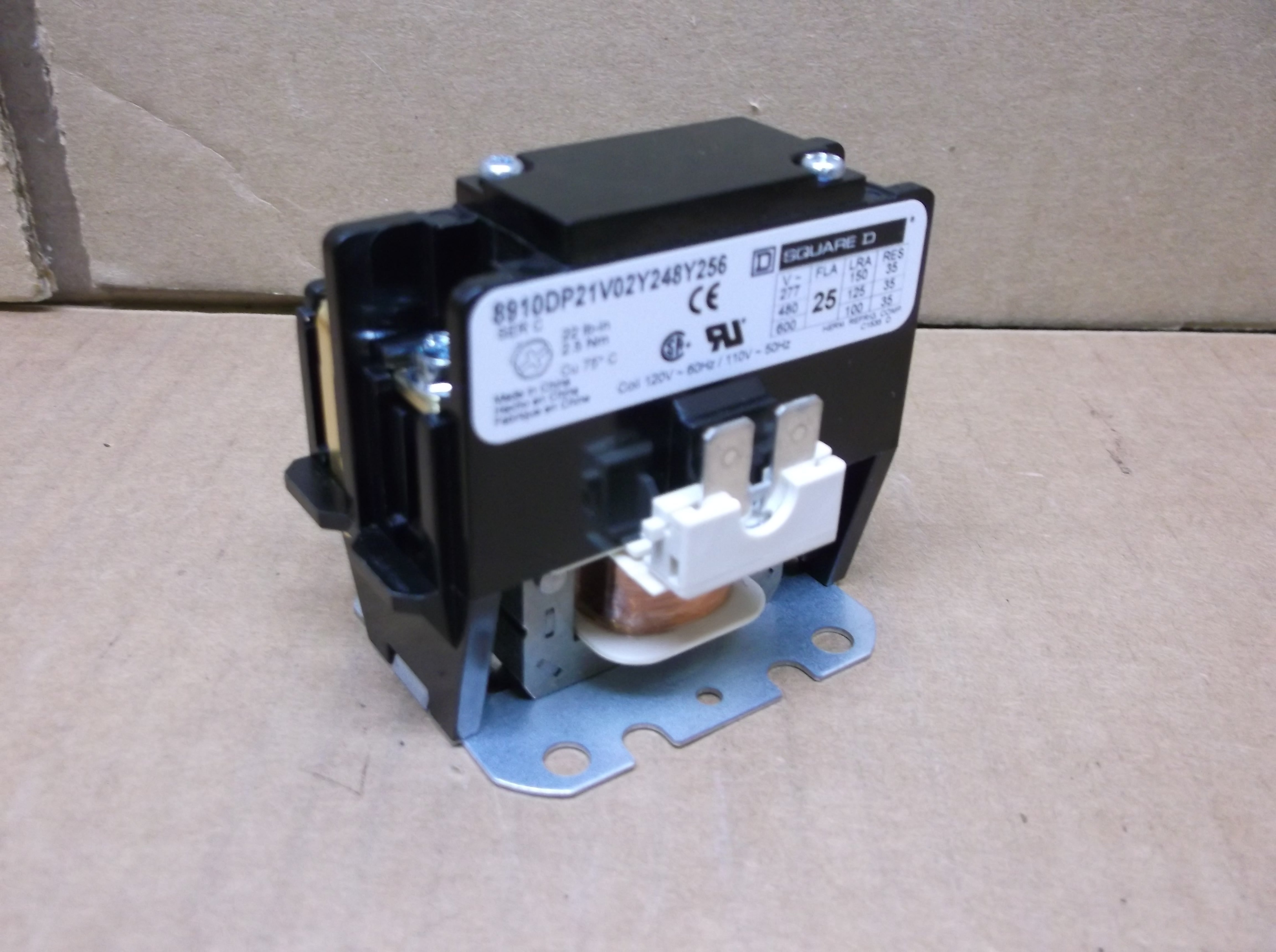 1 POLE 25 AMP CONTACTOR WITH SHUNT, COIL:120VAC, HERTZ:50/60, 600V MAX ...