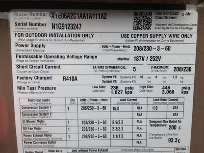 5 TON CONVERTIBLE PACKAGED HEAT PUMP UNIT, 15 SEER 208-230/60/3 R-410A