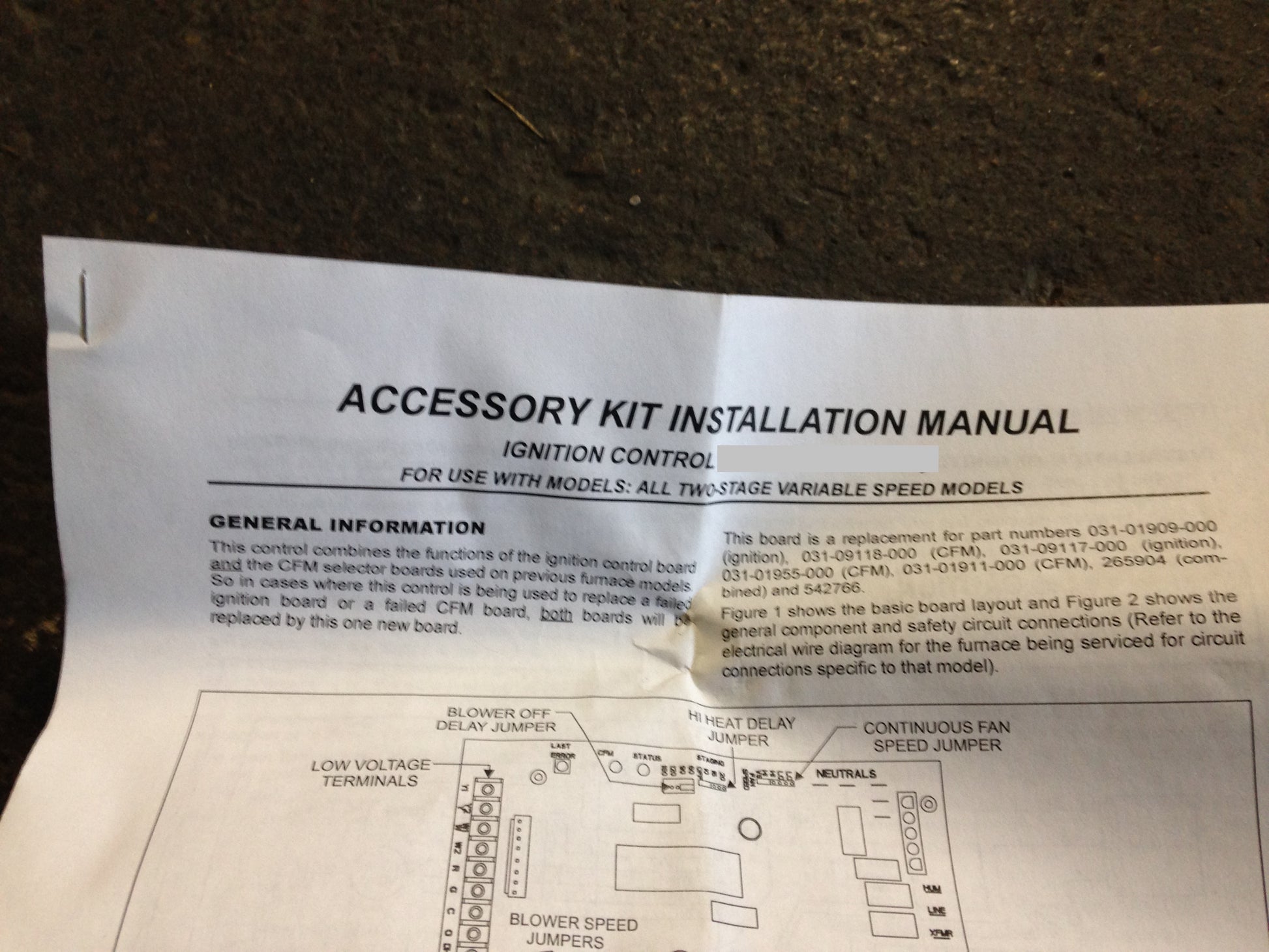 CONTROL BOARD TWO-STAGE IGNITION ACCESSORY KIT