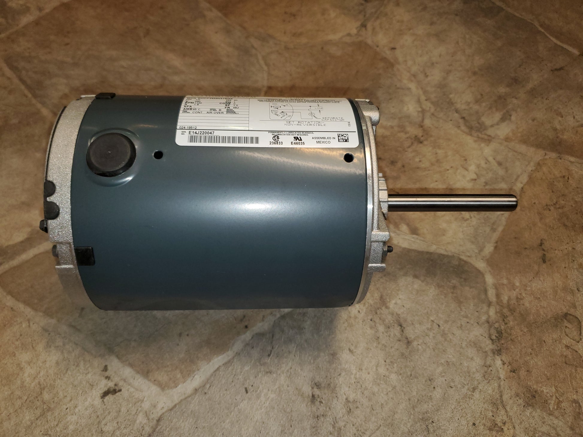 1/2 HP SINGLE-SPEED SINGLE-SHAFT CONDENSER FAN MOTOR 48Z FRAME CCW-LEAD END 460/60/3 1100 RPM