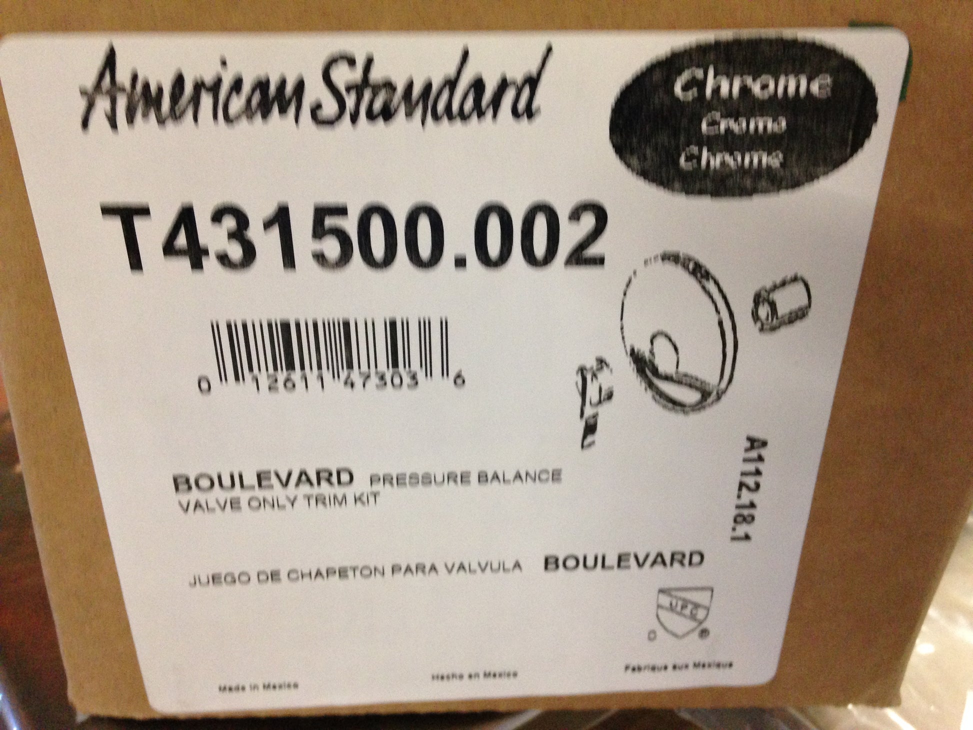 "BOULEVARD" PRESSURE BALANCE VALVE ONLY TRIM KIT