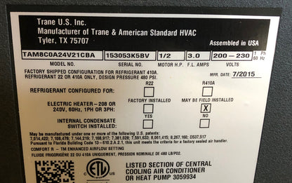 2 TON AC/HP MULTI-POSITION ECM VARIABLE SPEED MODULAR COMMUNICATING FANCOIL UNIT, 200-230/60/1 R-410A CFM:800