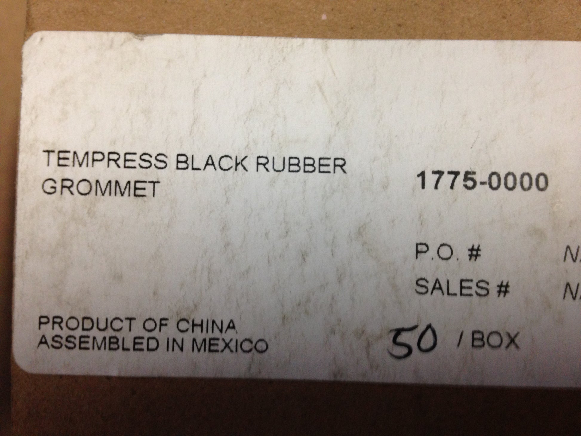 TEMPRESS BLACK RUBBER GROMMET   SOLD AS 50 PER BOX