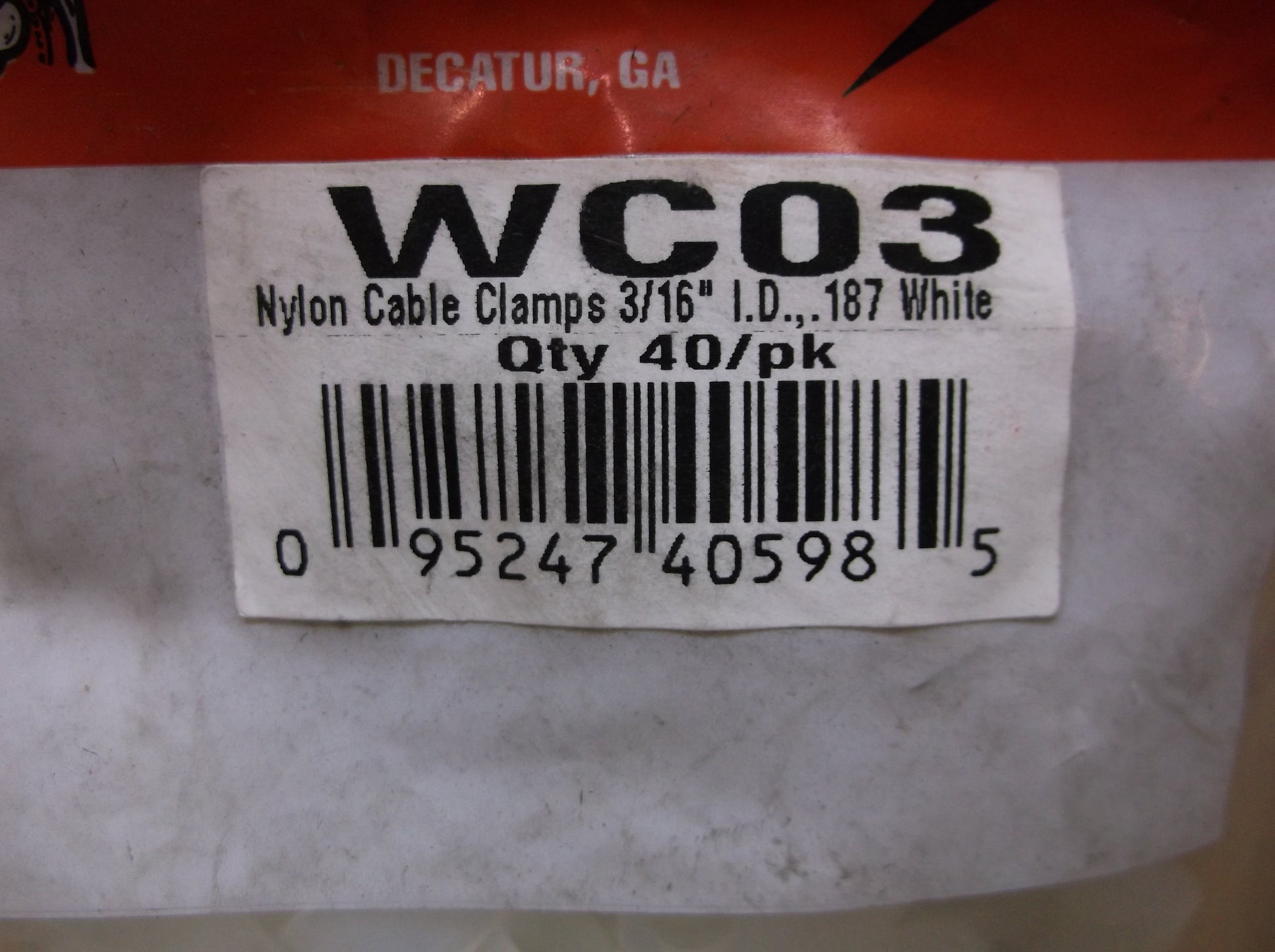 NYLON CABLE CLAMPS 3/16" I.D.  (QTY 40/PACK)